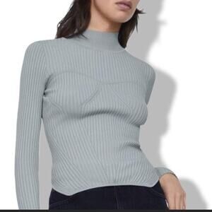 NWT Zara Ribbed Knit Mock Neck Sweater Size Small